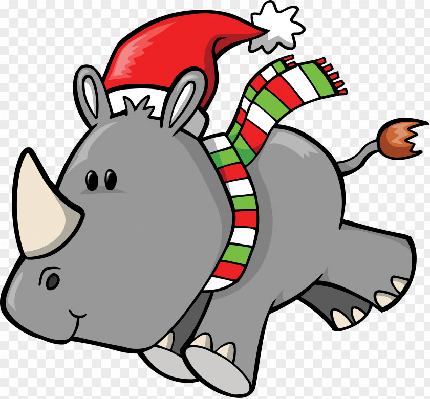 Rhino Rhinoceros Christmas Clip Art PNG