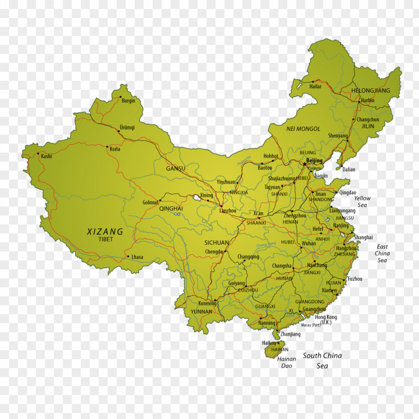 Designer Postcard China Vector Map Blank PNG