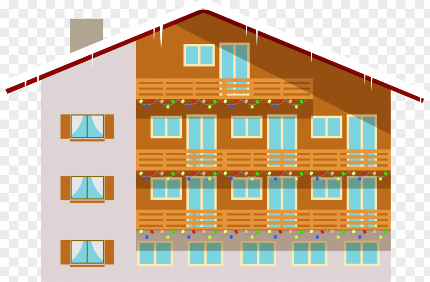 Yellow Retro Cabin House Building Illustration PNG