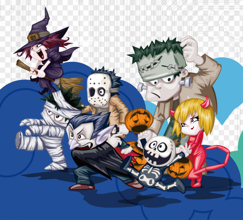 Cartoon Dress Up Halloween Character Illustration PNG