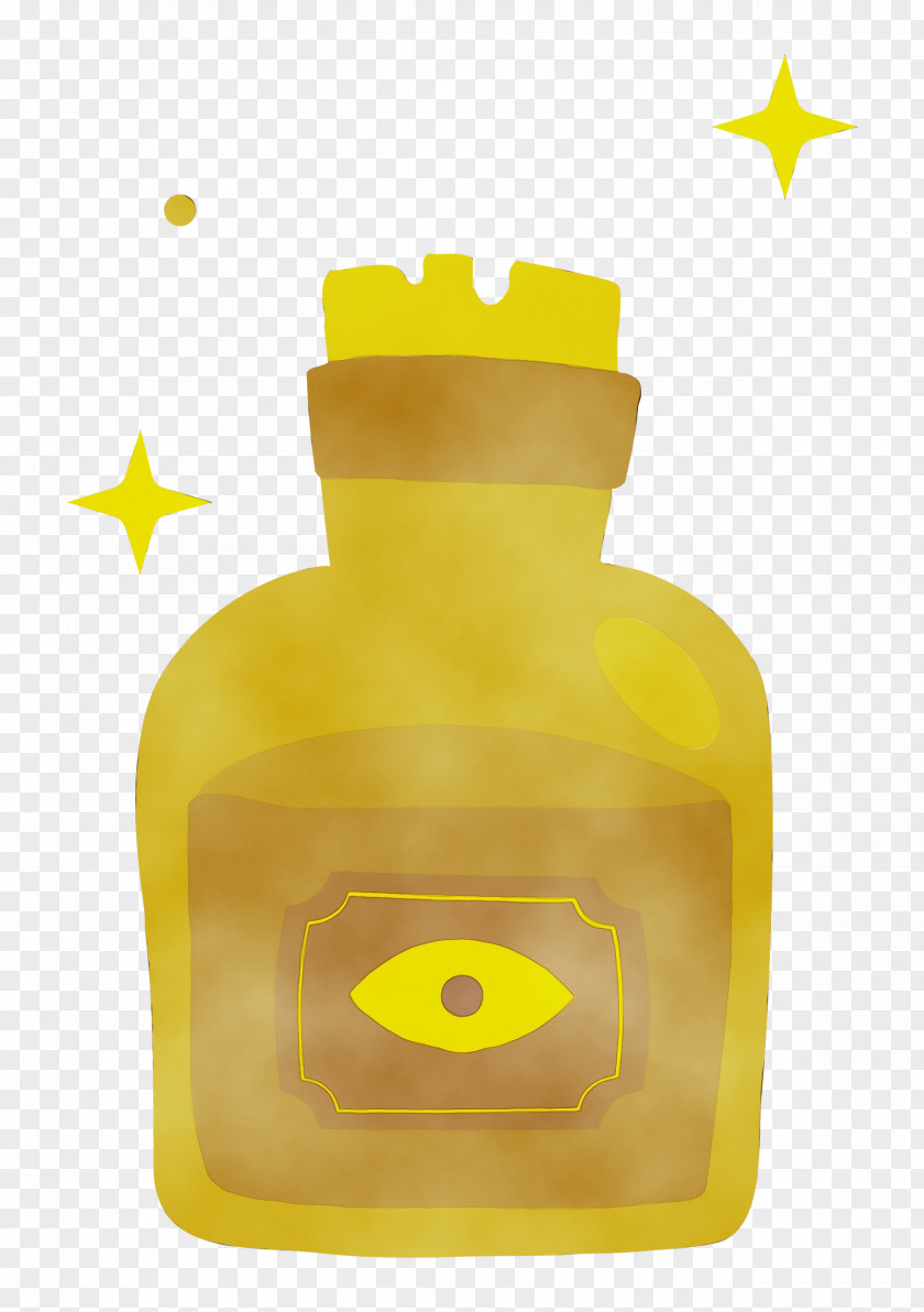 Glass Bottle Liquid Bottle Glass Yellow PNG