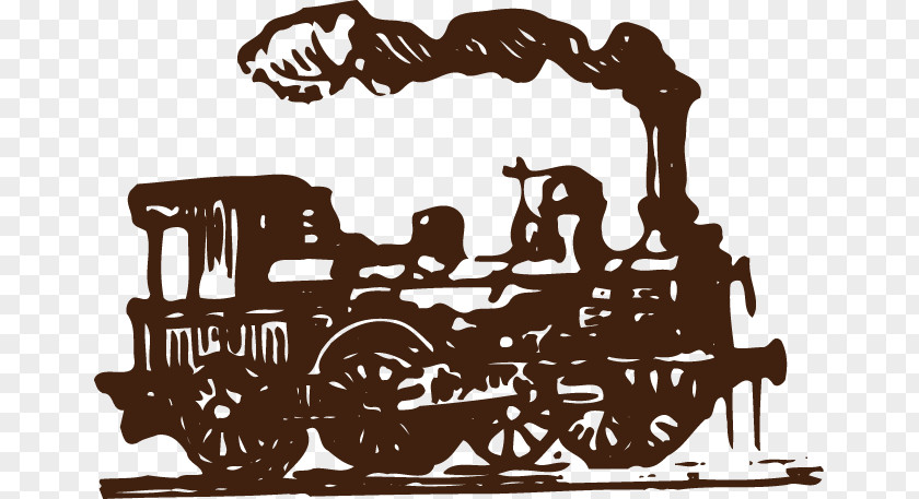 Hand-painted Train Cartoon Drawing PNG