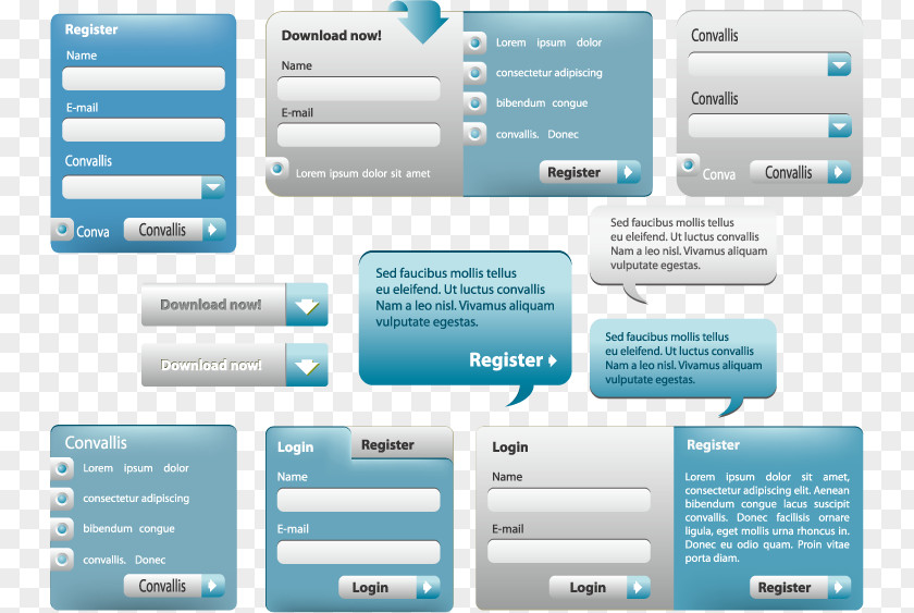 Vector Blue UI Window Toolkit Form Web Design Template System Website PNG