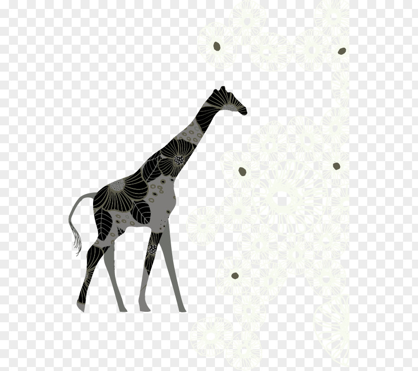 Giraffe Cartoon Shading Background Material Illustration PNG