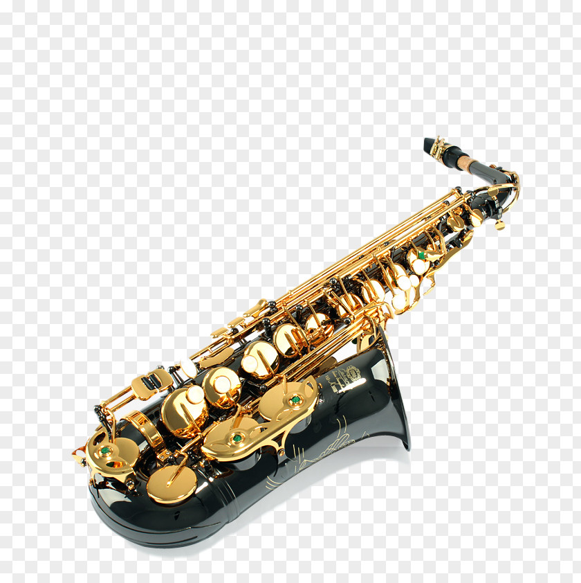 Saxophone Black Nickel Tube Gold Key Baritone Alto Musical Instrument Reed PNG