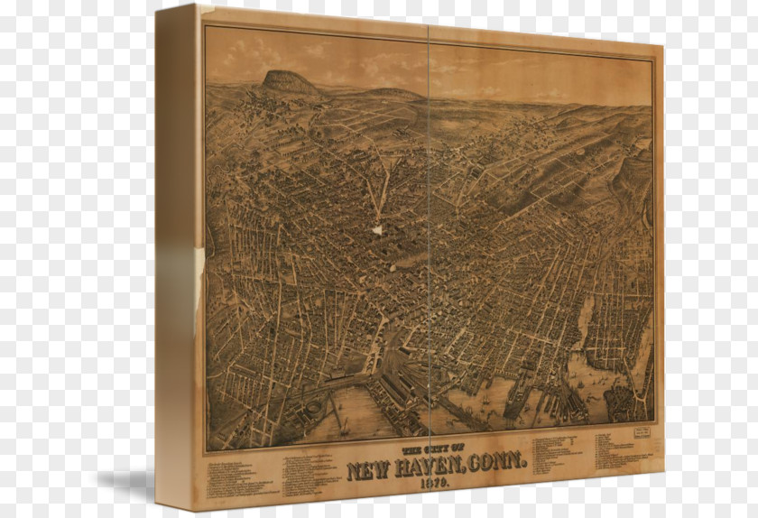 Wood New Haven Gallery Wrap Map Printing PNG