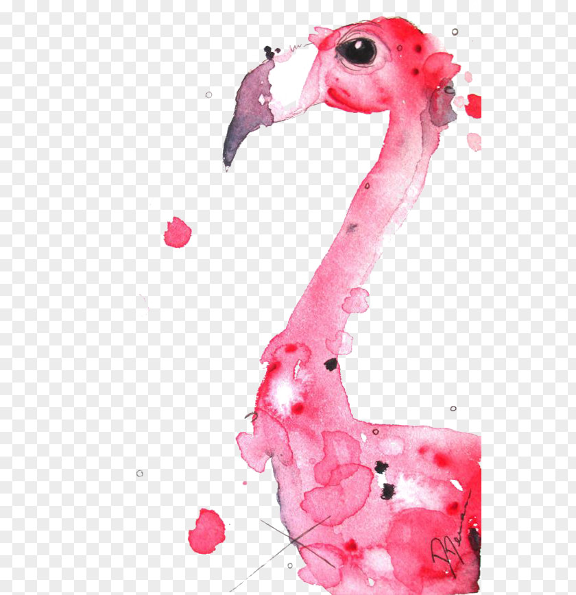 Watercolor Flamingo Painting Illustration PNG