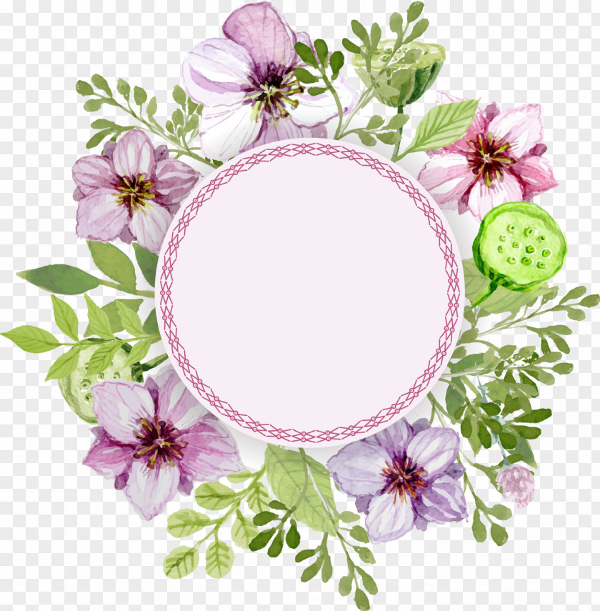 Delicate Watercolor Flowers Label Leaves Flower Painting PNG