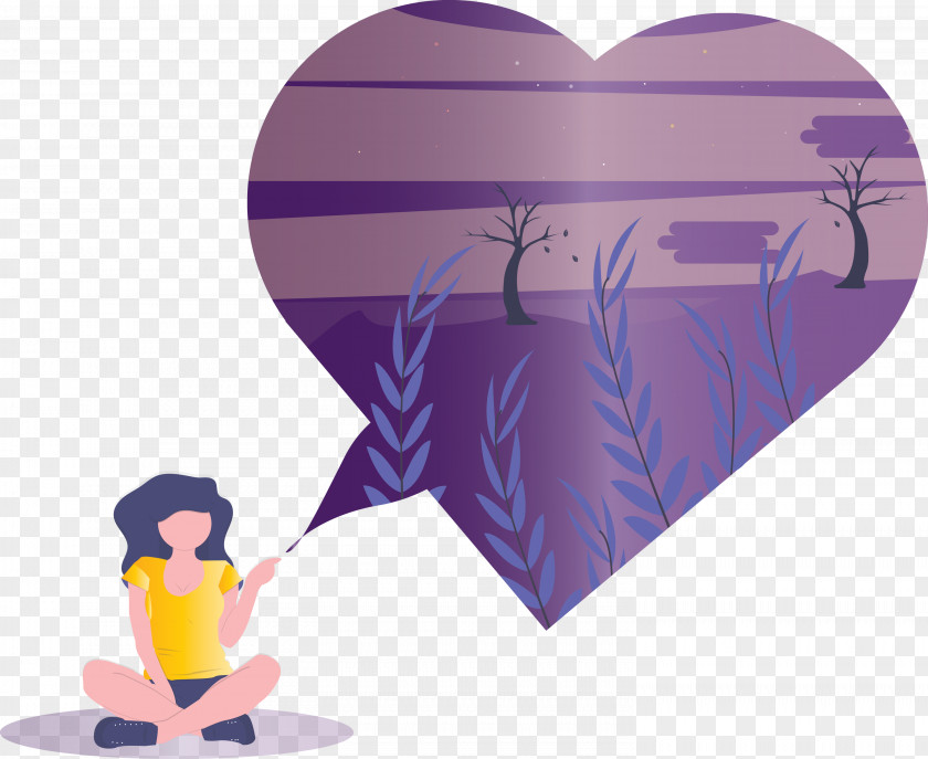 Purple Violet Heart Cartoon PNG