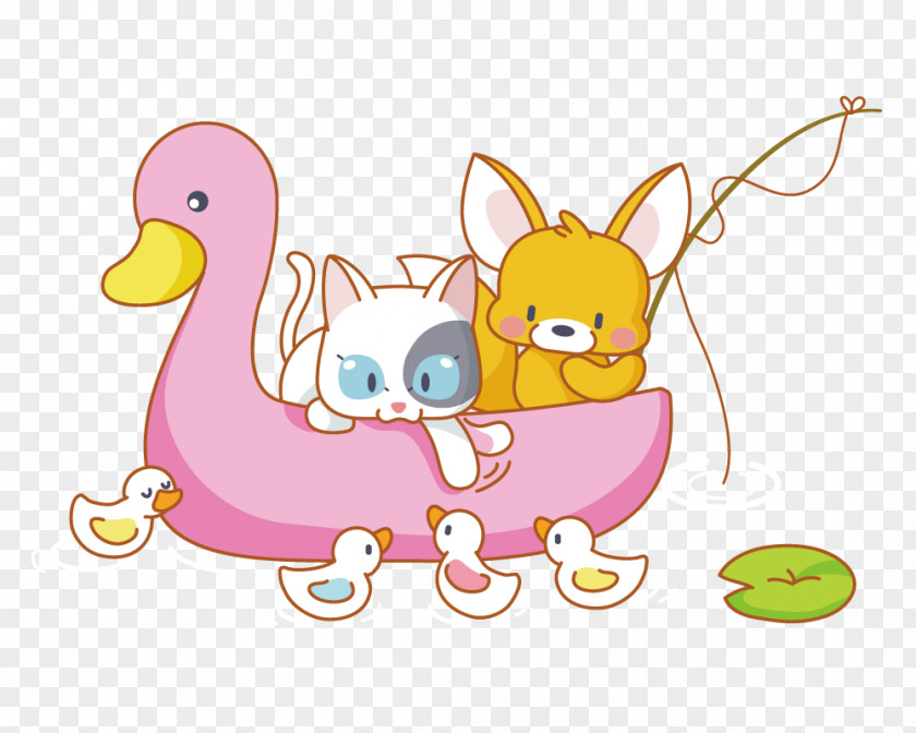 And Fox Kitten Duck Boat Cartoon Cuteness Animal PNG