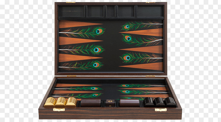 Hand-painted Pomegranate Backgammon Wedding Board Game Pavo Feather PNG
