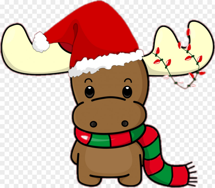 Cartoon Christmas Reindeer Wink Santa Claus Decoration Moose Ornament PNG