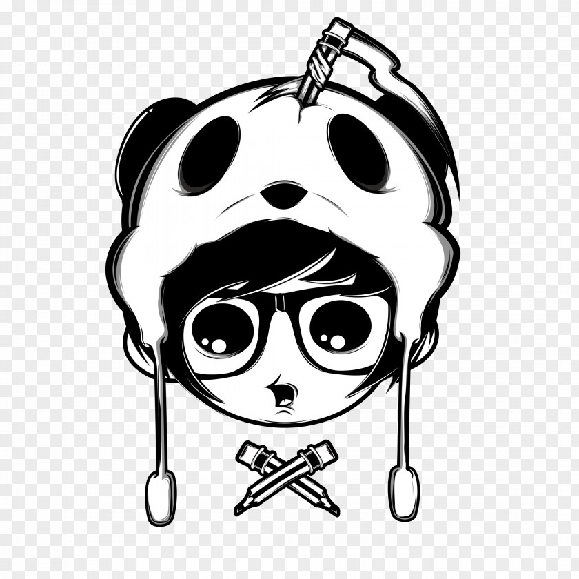 Tumblr Sticker Giant Panda Doodle Art Pattern PNG
