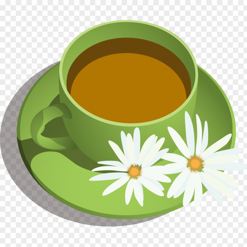 Green Coffee Cup Cafe Dandelion PNG
