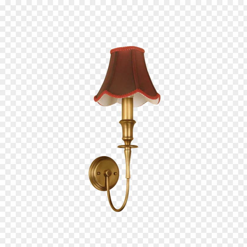 Pastoral Single Head Copper Wall Lamp Sconce Electric Light Brass PNG