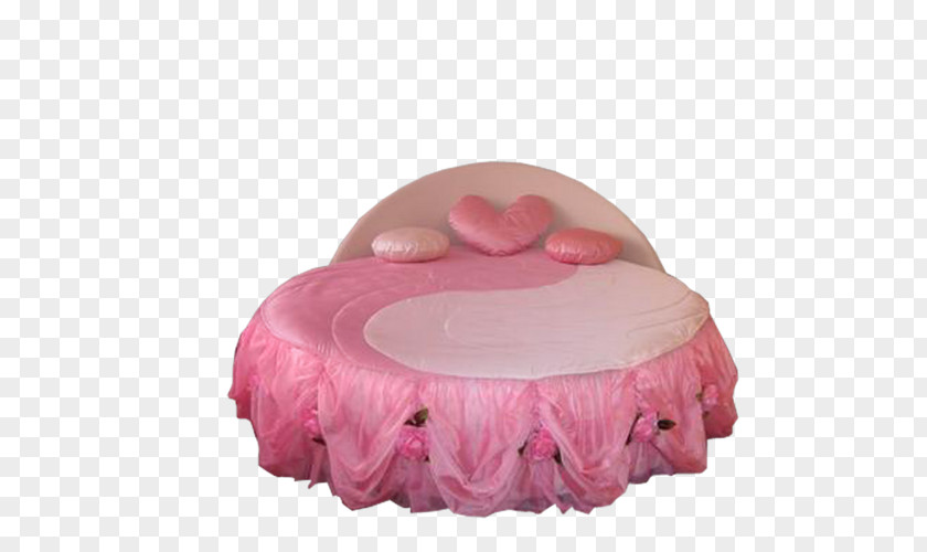 Pink Fun Round Bed Table Bedroom Nursery PNG