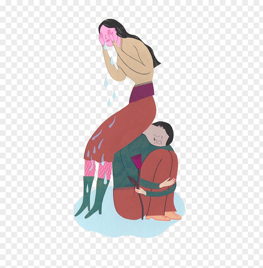The Weeping Woman Sitting Illustration PNG