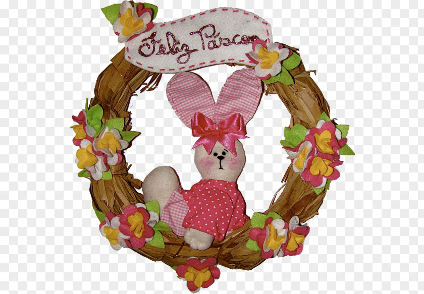 Garland Easter Bunny Floral Design Wreath PNG