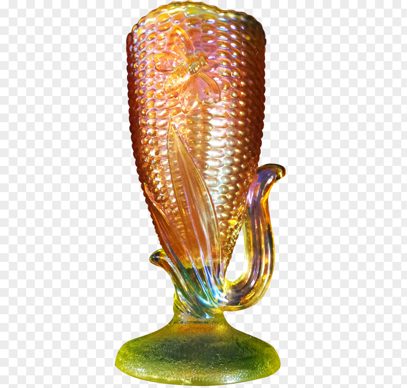 Carnival Headdress Vase Millersburg Glass Green PNG