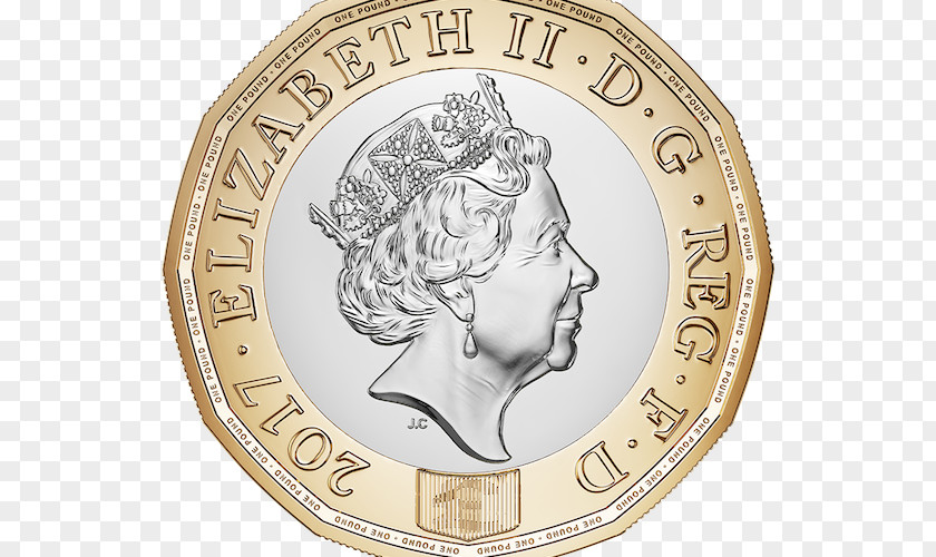 Coin Royal Mint One Pound Silver Sterling PNG