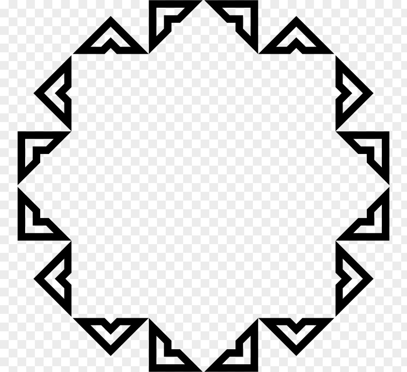 Geometric Frame Mandala Black And White PNG