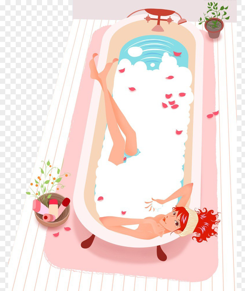 Hand-painted Bathtub Bubbles Foam Bathing PNG