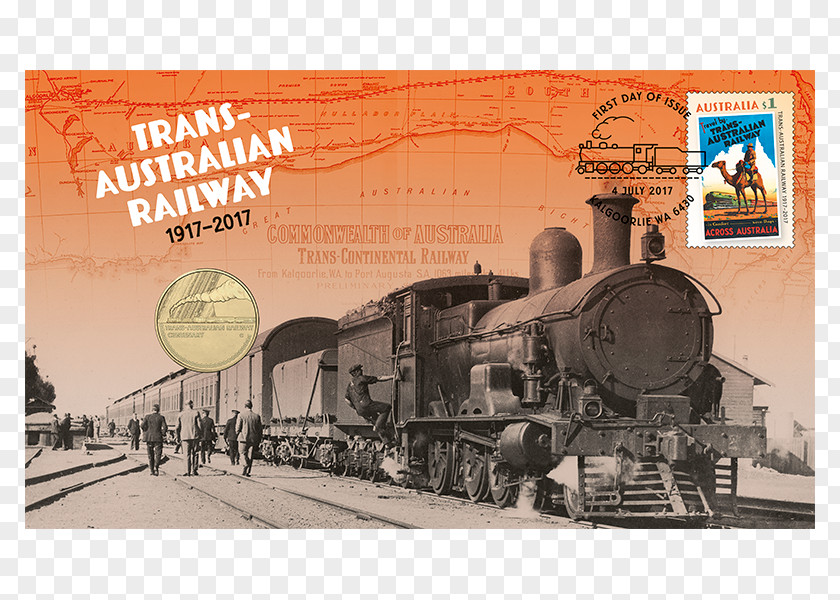 Press Passport Stamp Melbourne Trans-Australian Locomotive Rail Transport Coin PNG