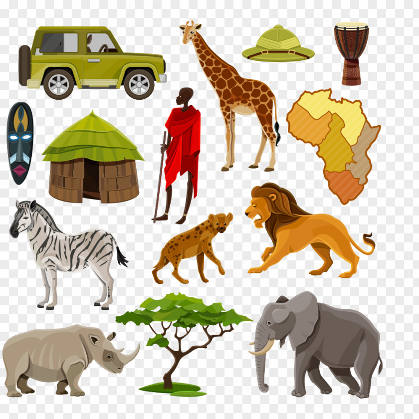 African Cartoon Animals Africa Hippopotamus Icon PNG