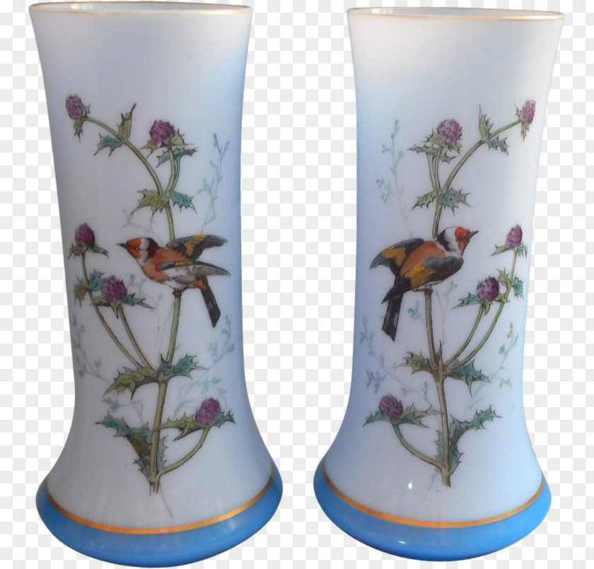 Hand-painted Birds Vase Flowerpot Porcelain Artifact PNG