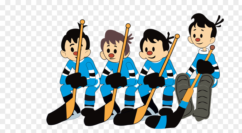 Push Hockey Player Ice Cartoon Illustration PNG