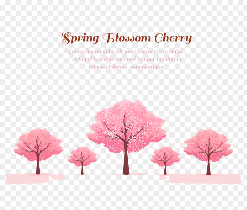Spring Pink Cherry Trees Vector Material Template Blossom Microsoft PowerPoint PNG