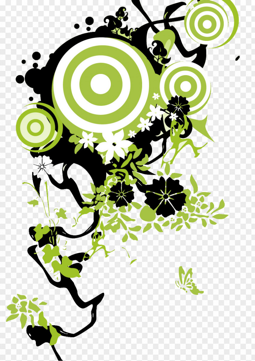 Green Circle Flower Pattern Clip Art PNG