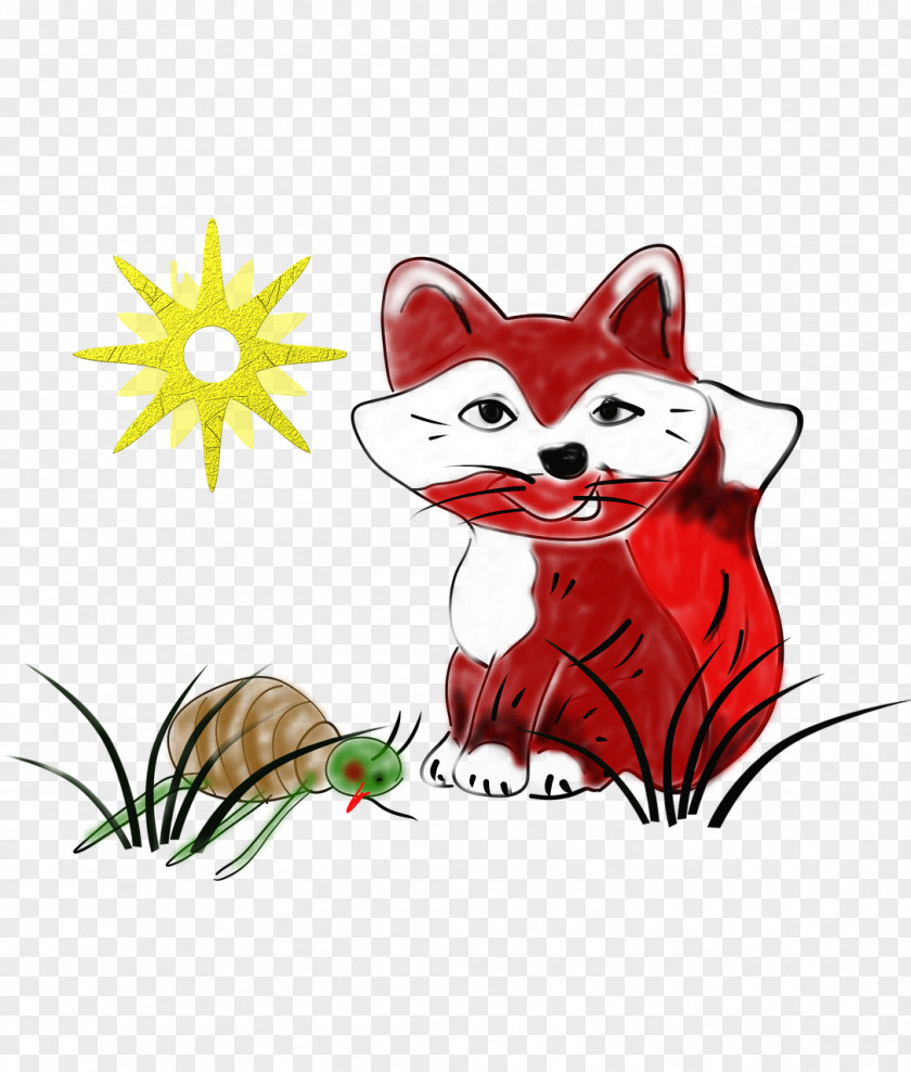 Kitten Resting On The Grass Cat Whiskers Red Fox Illustration PNG