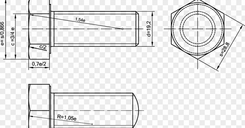 Screw Technical Drawing Dibujo Industrial Engineering PNG