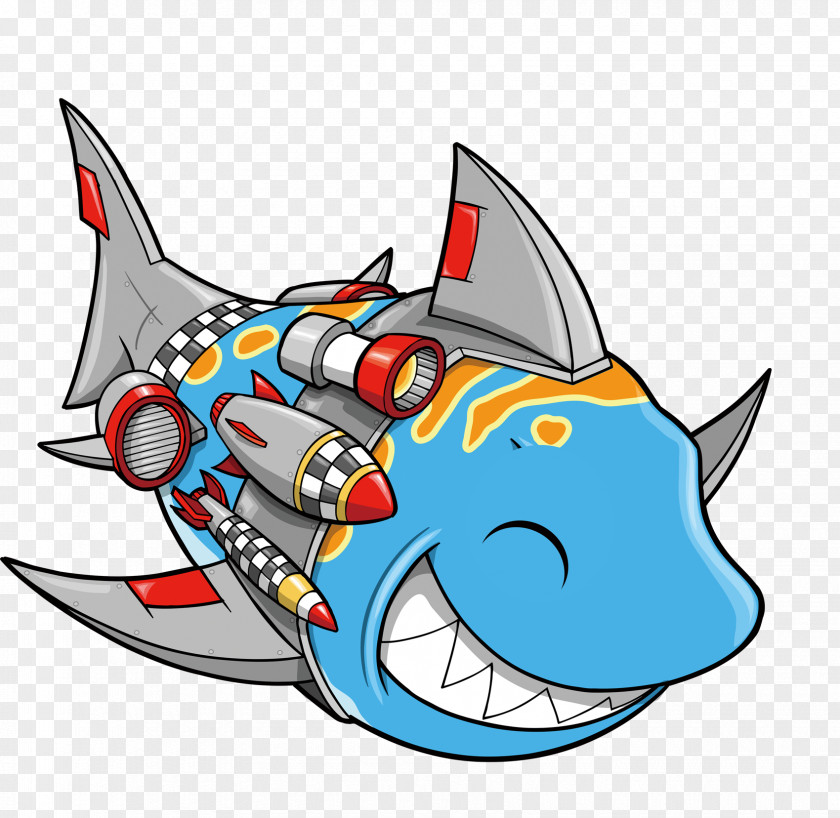 Beautiful Exquisite Cartoon Cute Shark Fish Illustration PNG