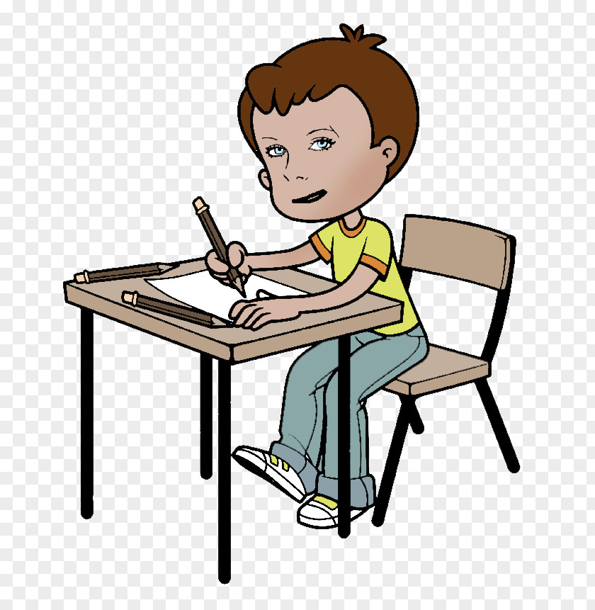 Child Writing Cartoon Clip Art PNG