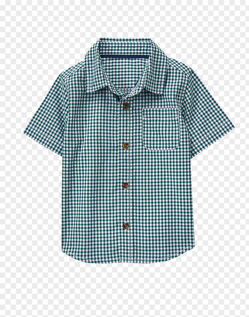 Gingham T-shirt Blouse Dress Shirt Collar Sleeve PNG