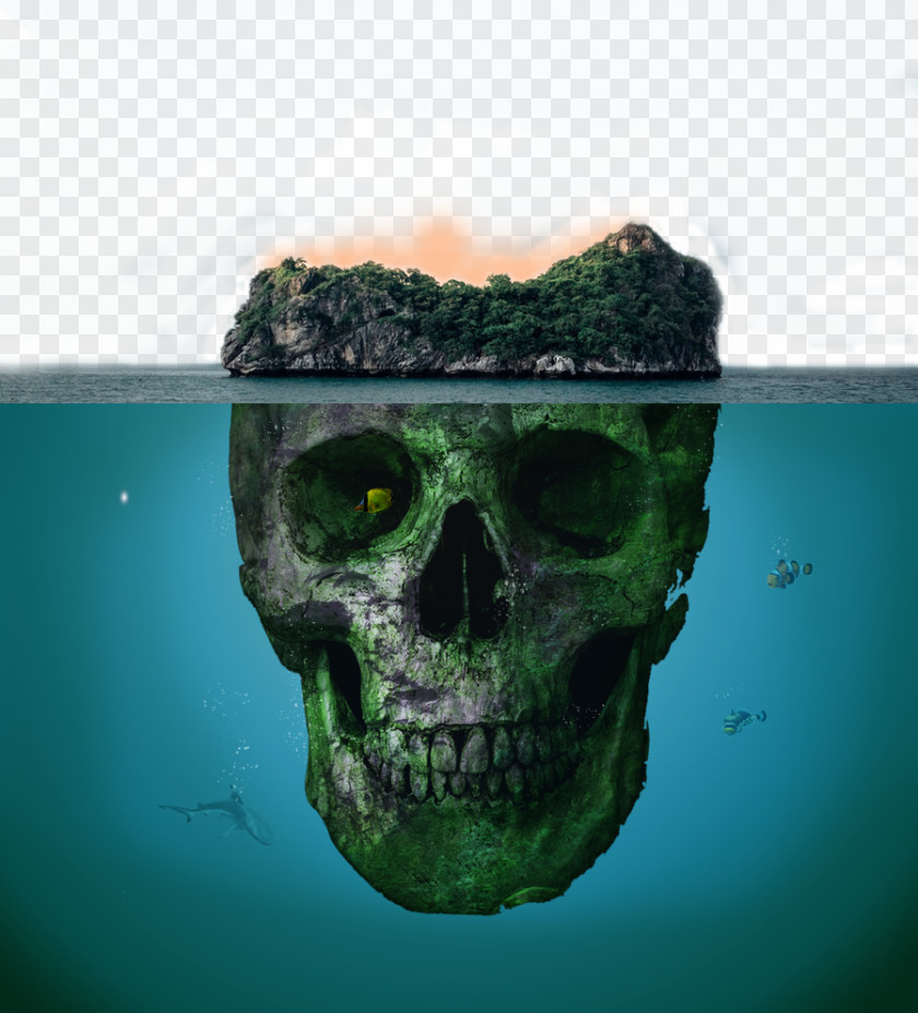 The Sea Skeleton Skull Head Creative Background Poster PNG