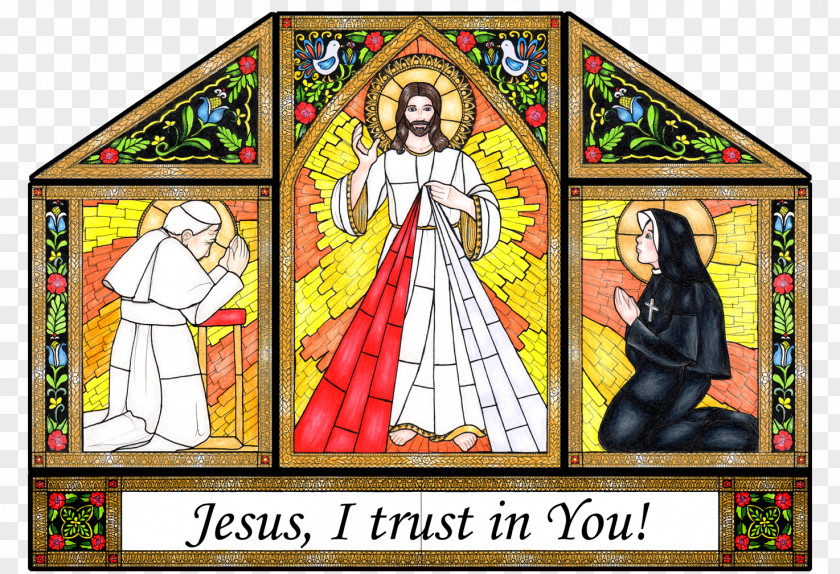 Stained Glass Figure Window Divine Mercy PNG
