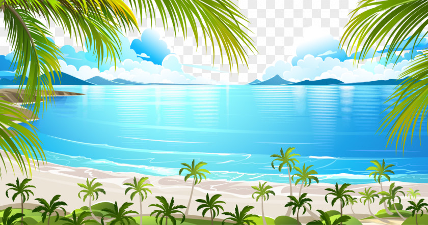 Vector Lake Tropical Islands Resort Euclidean Illustration PNG