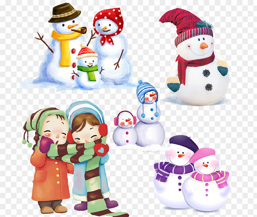Cartoon Snowman Family PNG