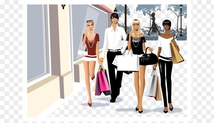 Fashion Shopping Vector Material Men And Women, Bag Stock Illustration PNG