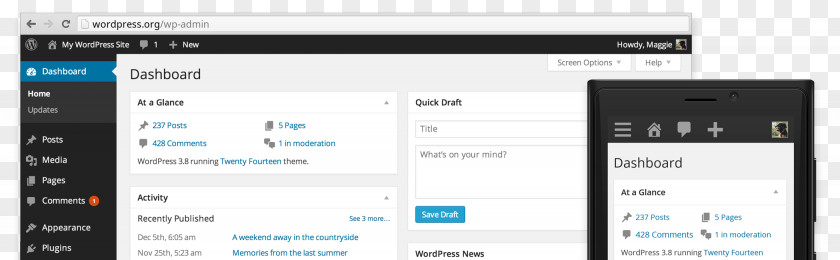 WordPress Responsive Web Design Blog Dashboard PNG