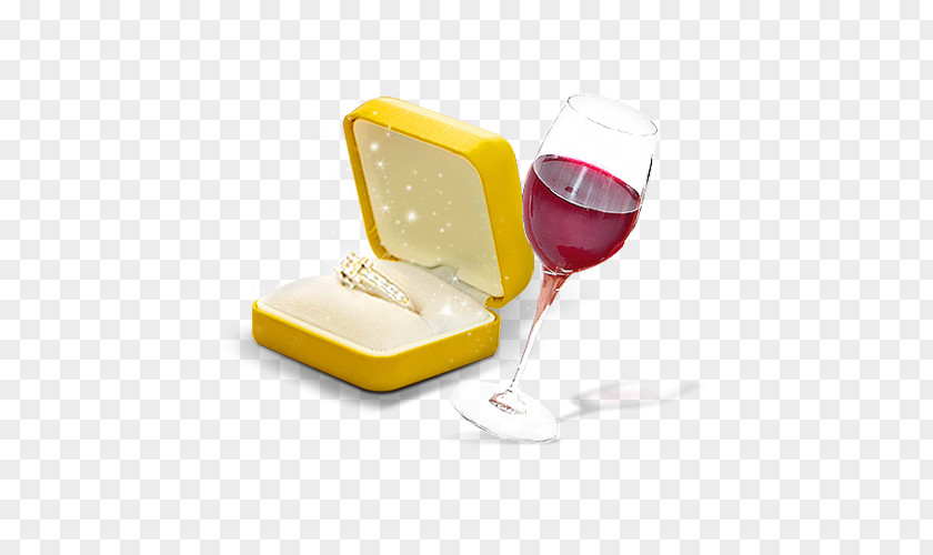 Red Wine And Yellow Light Ring Box Icon PNG