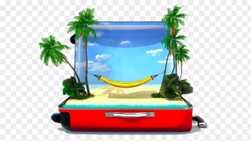 Creative Box Island Baggage Vacation Stock Photography Travel Illustration PNG