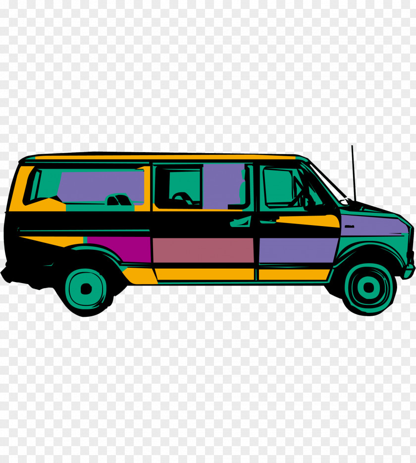 Multicolored Car Garage Cartoon Van PNG