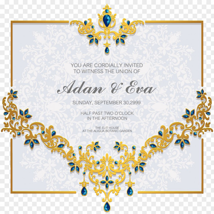 Sapphire Pattern Wedding Invitations PNG