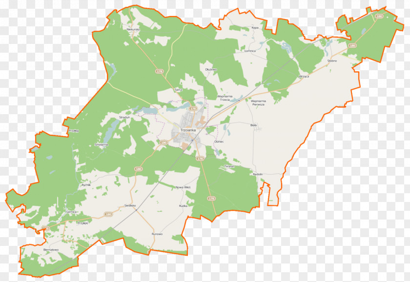 Map Runowo, Czarnków-Trzcianka County Radolin, Greater Poland Voivodeship Łomnica, Niekursko PNG