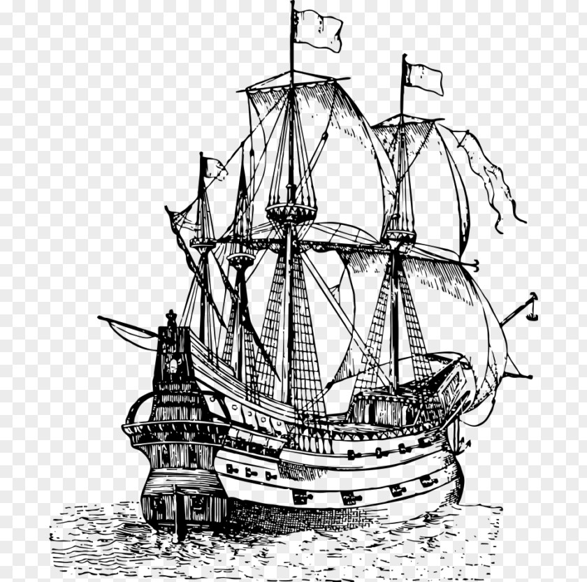 Ship Galleon Drawing Sailing Boat PNG