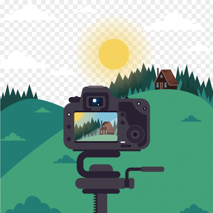 Shoot Camera Outskirts Scenery Vector Material PNG